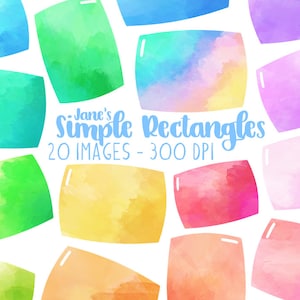 Clipart rectangles aquarelle - téléchargement de formes rectangle - téléchargement immédiat - rectangles mignons - rectangles arc-en-ciel - rectangles colorés