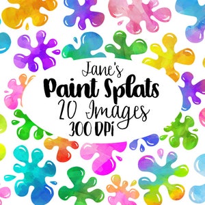 Clipart de respingos de tinta aquarela - Download de slime - Download instantâneo - Silly Goop - Artesanato infantil - Uso comercial