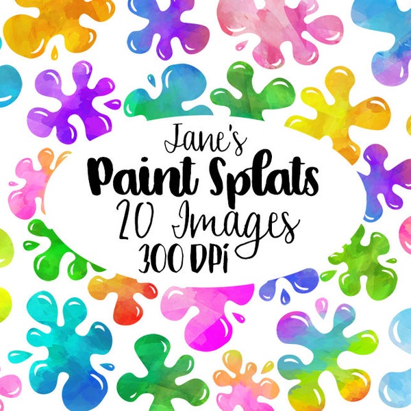 Watercolor Splats Clipart - Slime Download - Download istantaneo - Silly Goop - Artigianato per bambini - Uso commerciale