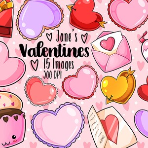 Kawaii Valentinstag Clipart - Kawaii Download - Instant Download - Chocolate Box - Herz Stempel - Pfeil - Cupcake - Kommerzielle Nutzung