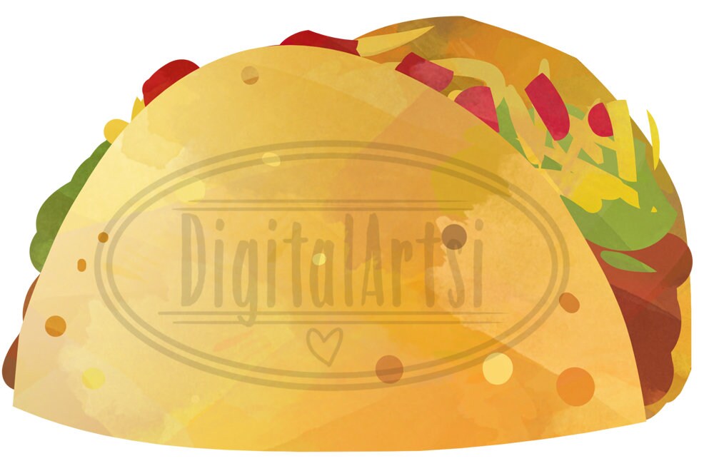 Watercolor Mexican Food Clipart: Fiesta Taco, Burrito, Tamale (instant ...