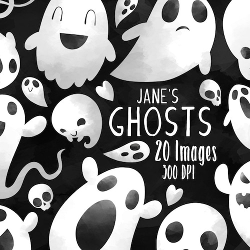 Watercolor Ghosts Clipart Halloween Clipart Instant - Etsy