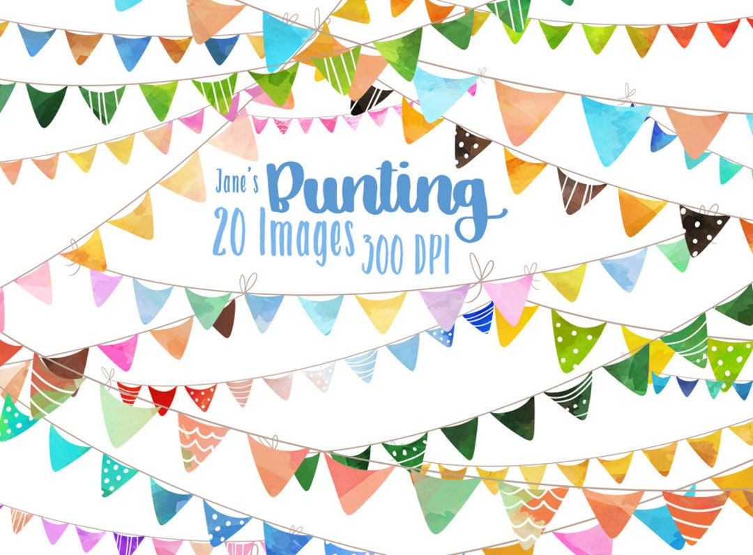 Watercolor Bunting Clipart: Triangle Banner Images (digital Download) - Etsy, image size:1080x796