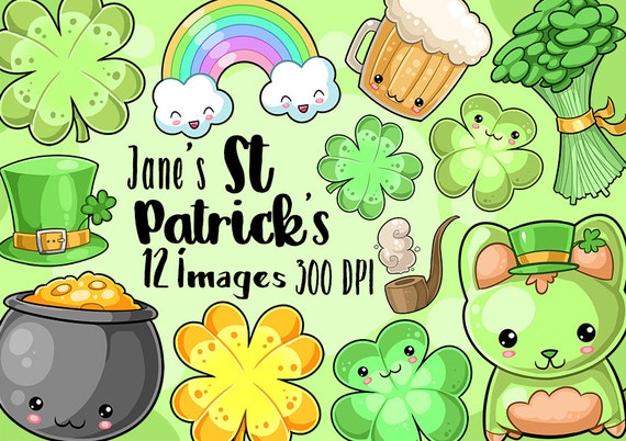 kawaii st patrick s day clipart kawaii download etsy