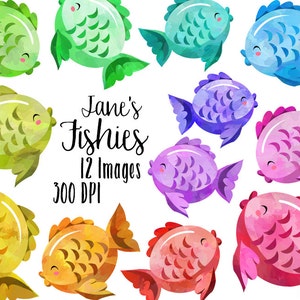 Fish Clipart - Fish Download - Watercolor Fish Clipart - Instant Download - Pet Fish Clipart - Cute Fish Clipart - Underwater Clipart