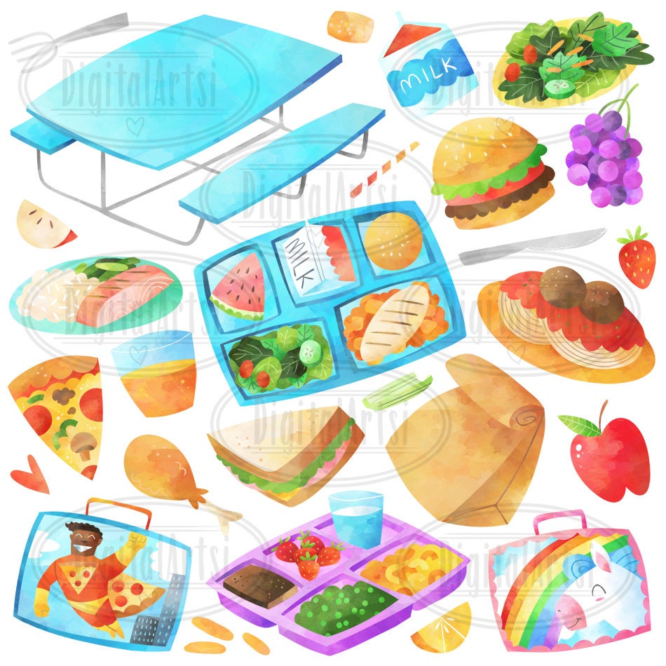 Buy Watercolor School Lunch Clipart: 27 Food Illustrations (digital  Download) Online in India - Etsy, image size:950x950