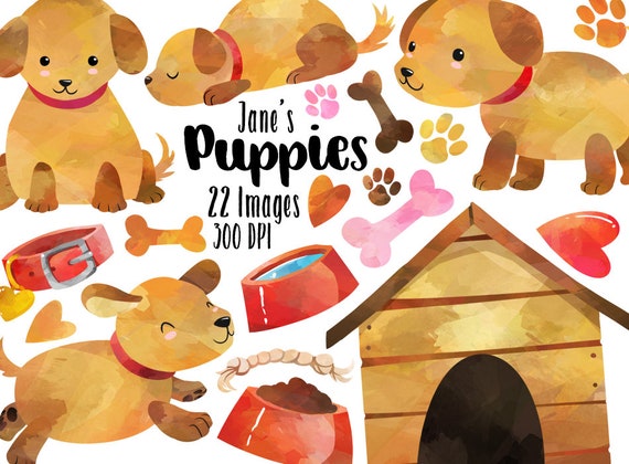 PNG JPEG Watercolor Brown Puppy Clipart for Digital Download Walk me Doodle dog with leash Sublimation and Printables Instant download