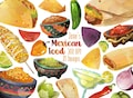 Watercolor Mexican Food Clipart: Fiesta Taco, Burrito, Tamale (Instant Download, Human Made)