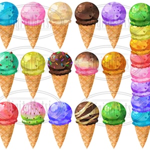 Watercolor Ice Cream Clipart Dessert Download Instant Download Summer Treats Ice Cream image 2