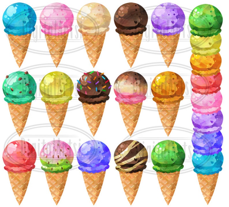 Watercolor Ice Cream Clipart Dessert Download Instant Download Summer Treats Ice Cream image 2