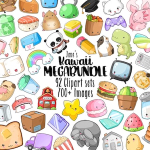 Digitalartsi Kawaii Clipart Bundle - Clipart Megabundle - téléchargement immédiat - Clipart discount - série d'illustrations Kawaii