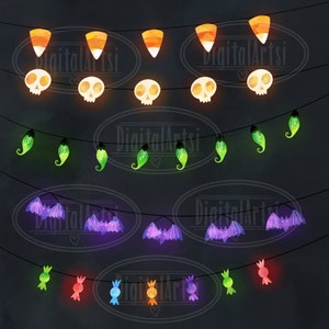 Watercolor Halloween String Lights Clipart Instant Download - Etsy