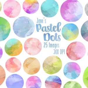 Clipart cercles pastel aquarelle - téléchargement points pastel - téléchargement immédiat - taches colorées - Clipart Pâques - usage Commercial