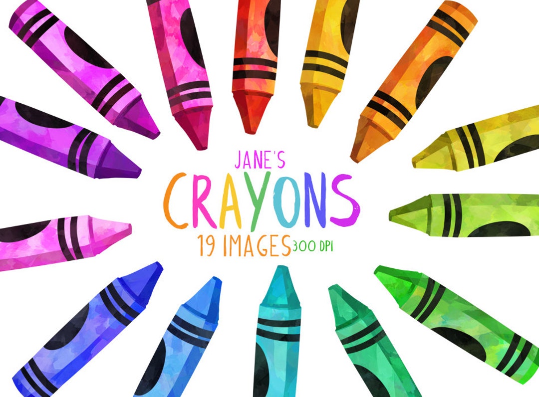 Crayons Clip Art, Colorful Crayons Clipart, Rainbow Crayon Clipart