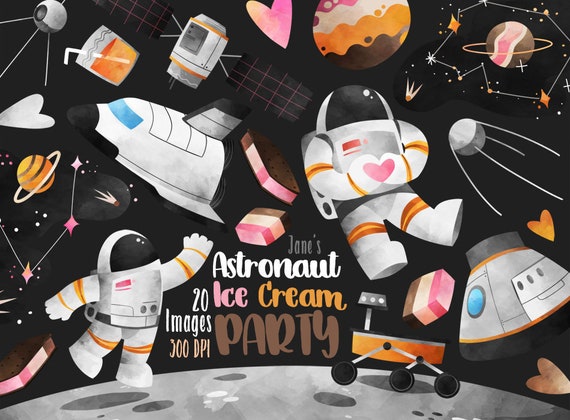 Watercolor Astronauts Clipart: Space Graphics (Digital Download)