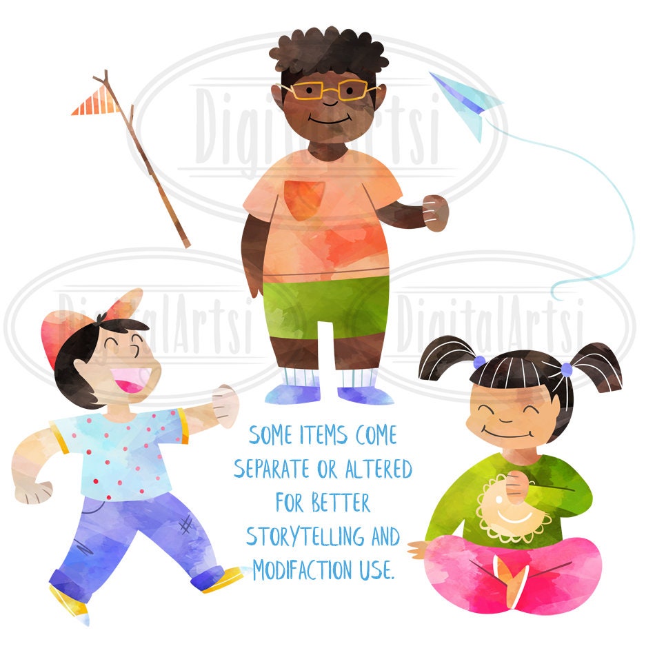 Watercolor Kids Clipart: Elementary Students Illustration (digital  Download, Human Made) - Etsy, image size:950x950