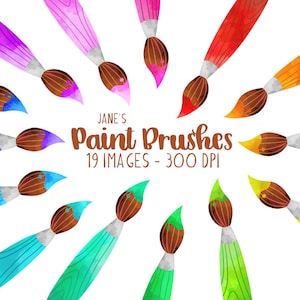 Clipart de pincel de aquarela - Download de materiais de arte - Download instantâneo - Pincéis de aquarela arco-íris
