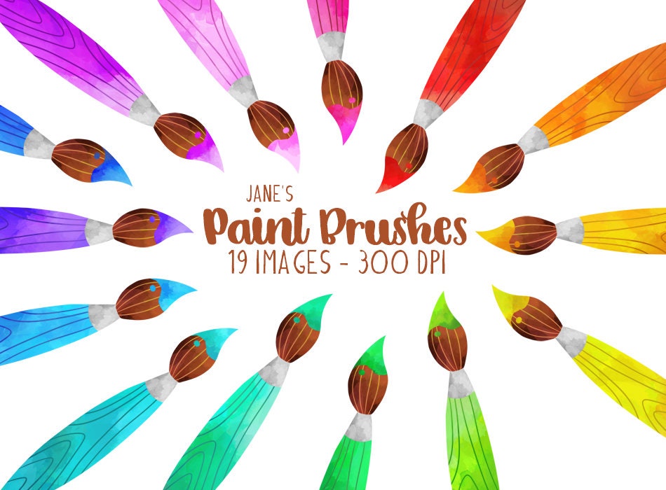 Watercolor Paint Brush Clipart Art Supplies Download Etsy