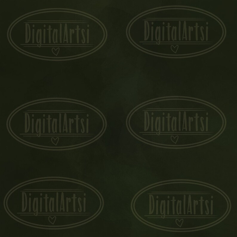 May include: A dark green background with six oval-shaped logos that say "DigitalArtsi" in a white font with a small heart symbol below the text.