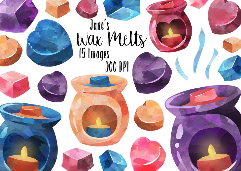 Watercolor Wax Melts Clipart Watercolor Candle Warmers Etsy