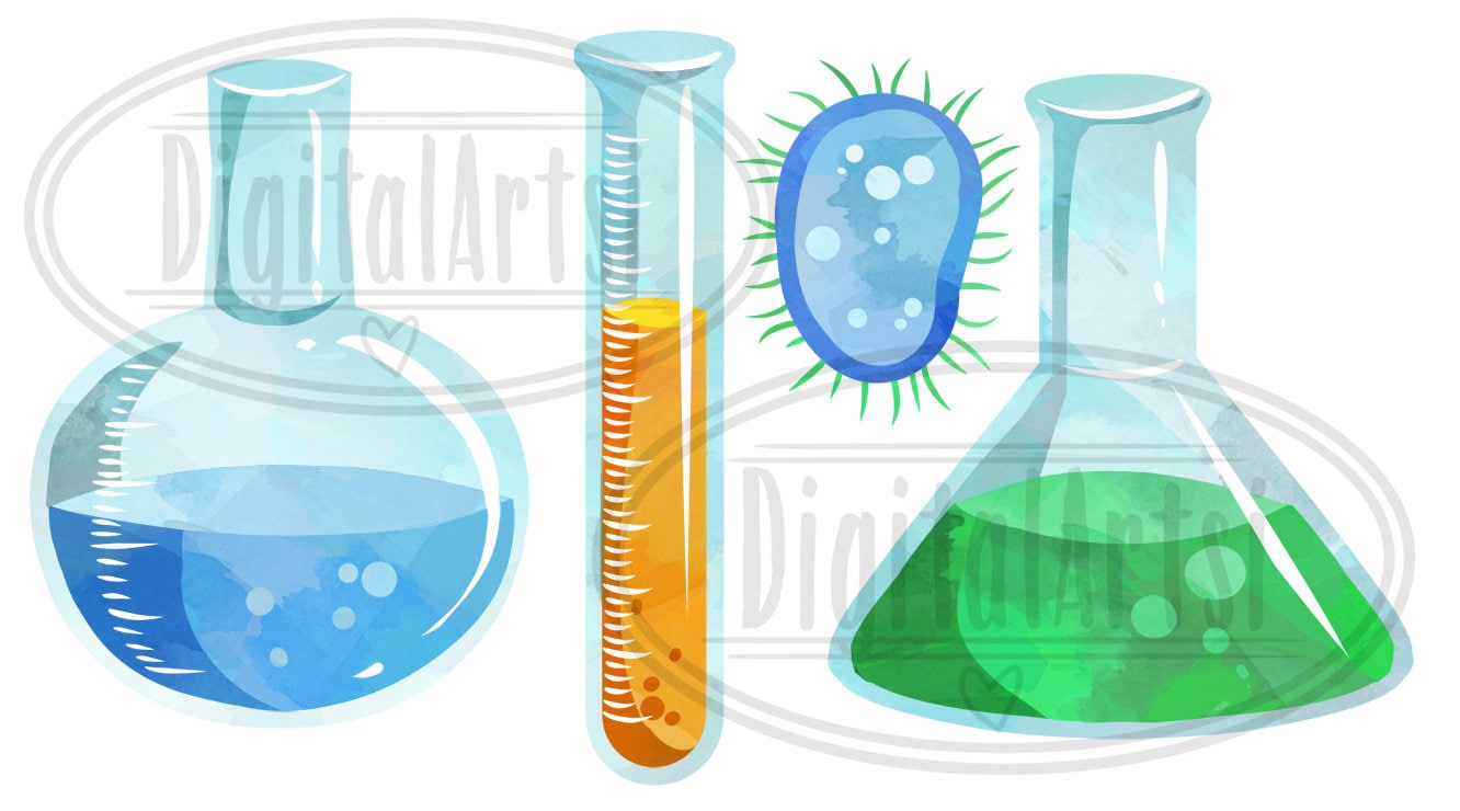 Watercolor Science Clipart: Lab Equipment, Chemistry (digital Download) -  Etsy Sweden, image size:1332x740