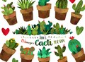 Watercolor Cactus Clipart: Potted Succulents, Desert Plants (PNG, Digital Download)