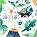 Watercolor Dinosaurs Clipart - Dinosaur Species Download - Instant Download - T-Rex - Stegosaurus - Triceratops - Raptor - Pterodactyl 
