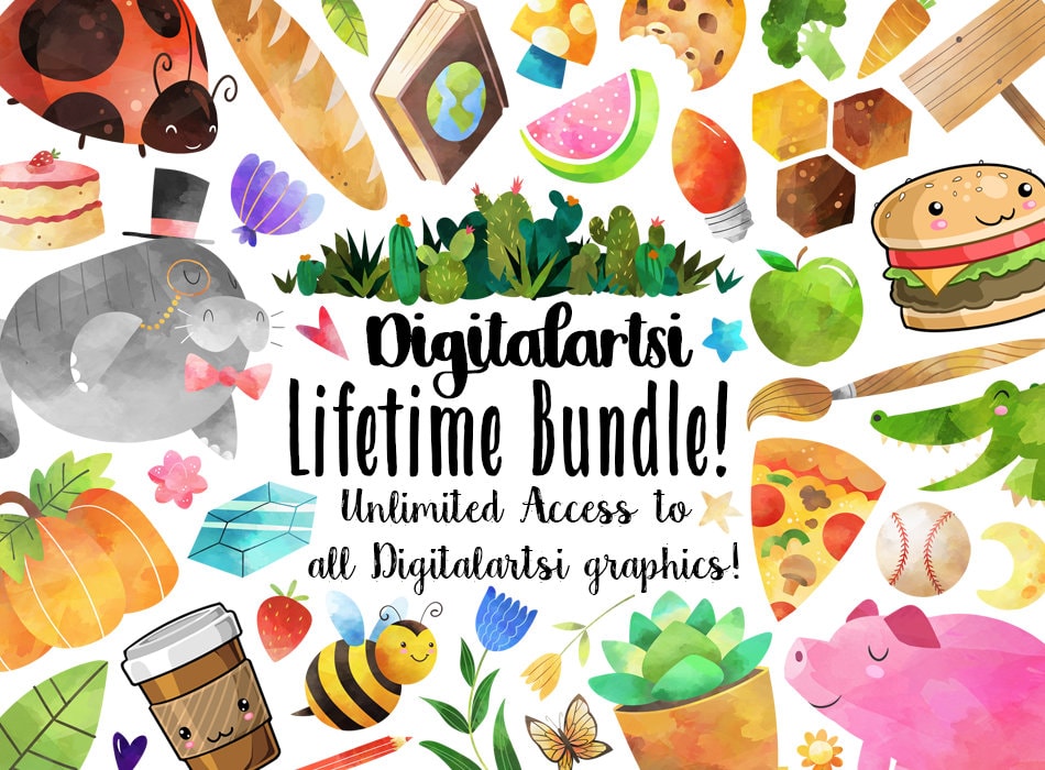 Digitalartsi Clipart Mega Bundle: 8000+ PNG Graphics (Digital Download, Human Made)