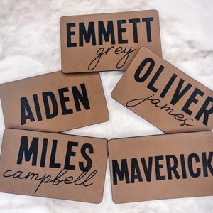 Benutzerdefinierte Jungen Leder Aufnäher, Kleber Aufnäher, Bügelbild, Kunstleder Hut Aufnäher, personalisierte Säugling Kleinkind Kinder Kind Baby Name Patch