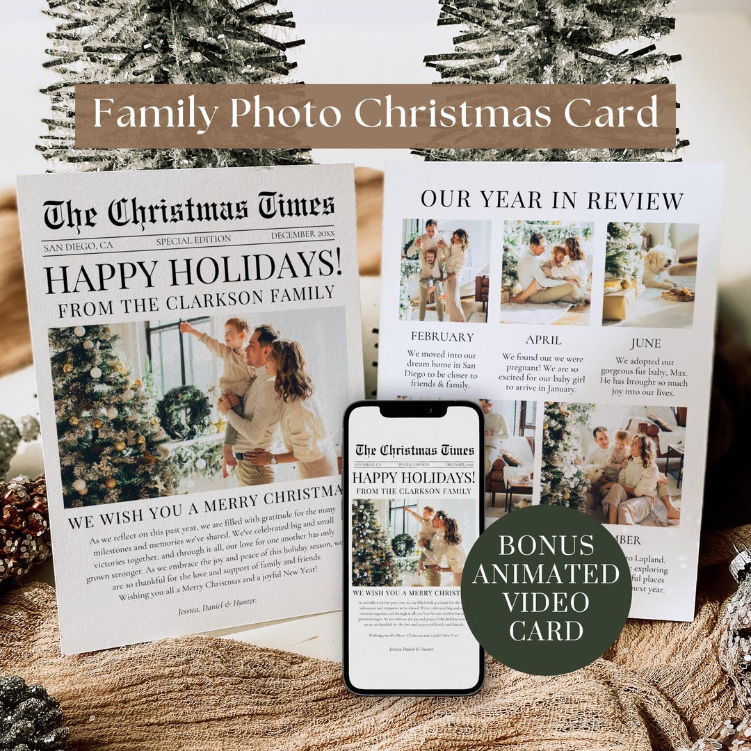 Printable Family Christmas Card Canva Template Editable Personalized ...