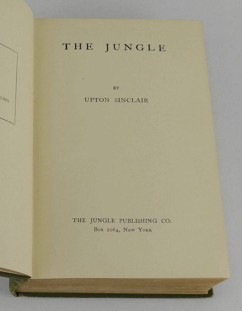 The Jungle UPTON SINCLAIR 1906 SUSTAINERS Edition First | Etsy