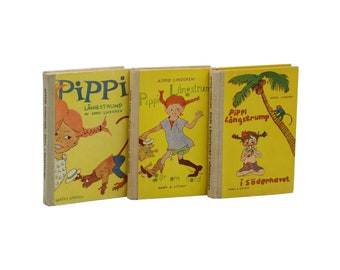 PIPPI LANGSTRUMP ~ 1st 3 Pippi Longstocking Books ASTRID Lingen First Edition