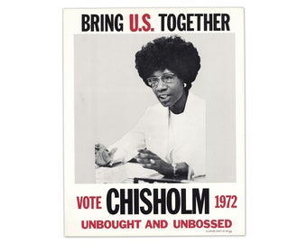 SHIRLEY CHISHOLM ~ Cartel original ~ Unir a los EE.UU. Votar Chisholm 1972