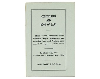 Constitution and Book of Laws UNIA 1920 ~ MARCUS GARVEY ~ Black Power Universal
