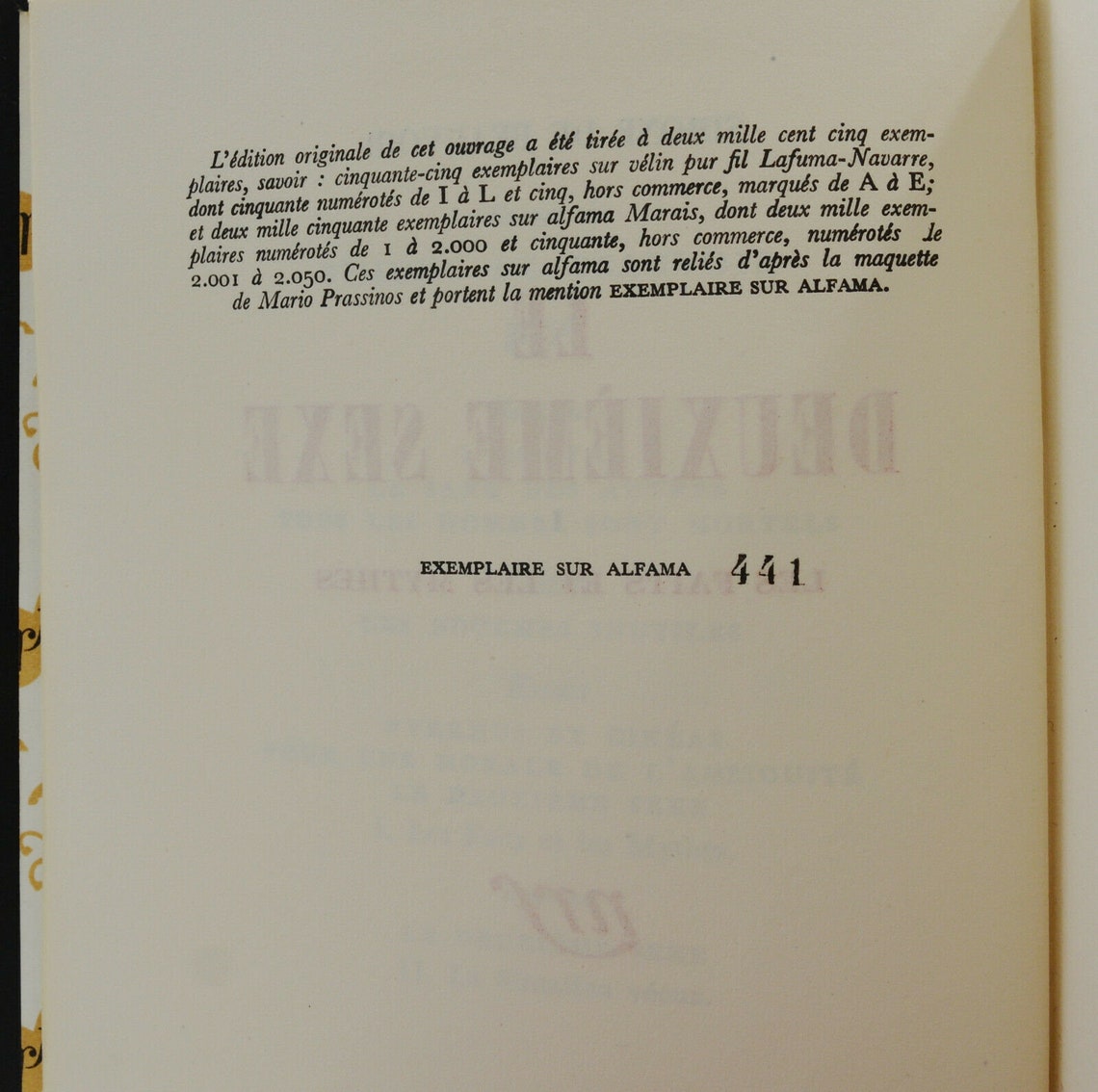 Le Deuxieme Sexe SIMONE DE BEAUVOIR