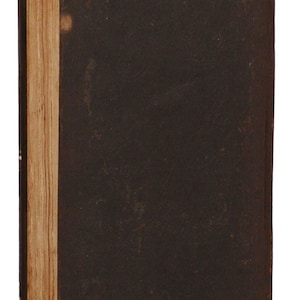 May include: A dark brown hardcover book with a worn, aged appearance. The book has a spine with visible stitching and a slightly raised cover.