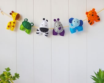 Felt Animal Garland, Jungle Nursery Decor Bunting