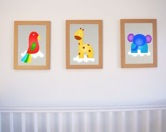 Jungle Animal Wall Art, Set of Prints Playroom Decor, Nursery Decor Print Baby Room