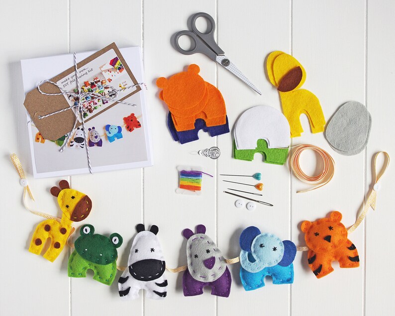Felt Animals Sewing Kit Jungle Animal Garland Nursery Etsy