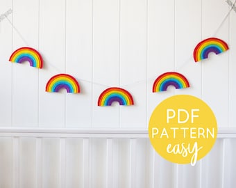 Felt PDF Rainbow Garland Download, Sew your own Tutorial Pattern, DIY Nursery Decor, Sewing Kit for Kids Templates, Sewing Gift