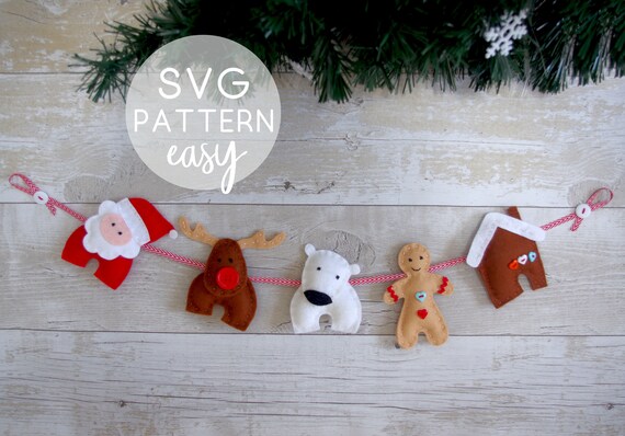 Download Free Christmas Garland Svg Felt Sewing Pattern Diy Holiday Decor Etsy SVG DXF Cut File