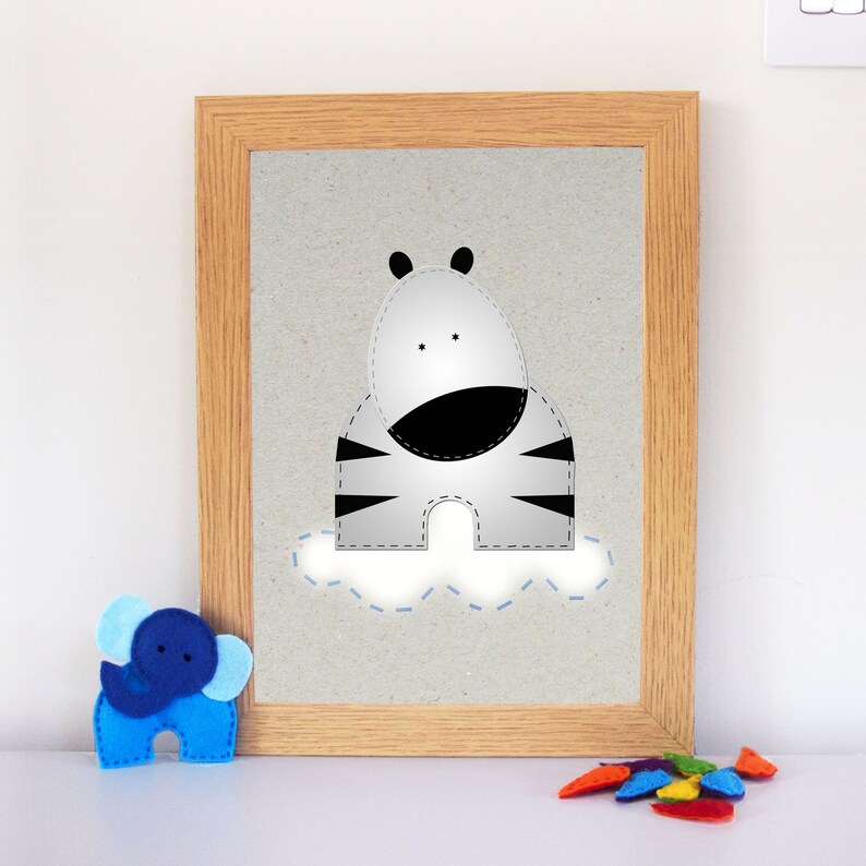 Personalised Zebra Nursery Art Wildlife Kingdom Wall Decor Etsy