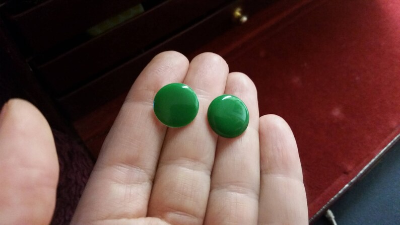 Green Screw Back Earrings