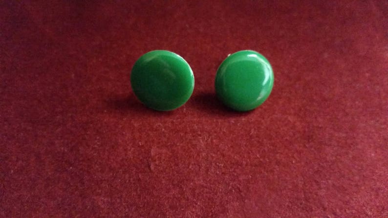 Green Screw Back Earrings