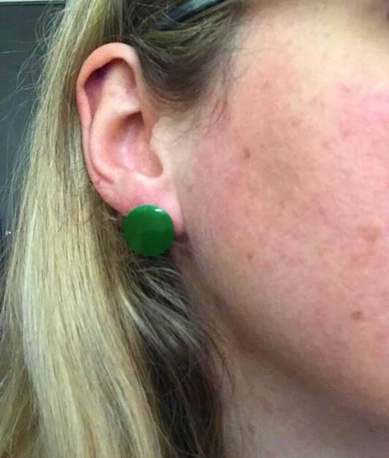 Green Screw Back Earrings