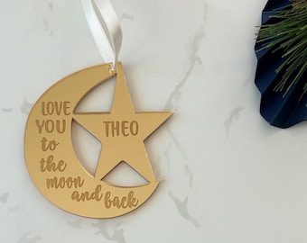 Personalised Christmas Tree Decoration - Love You to the moon and back + name