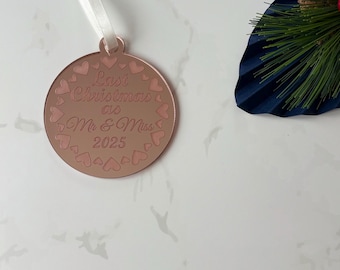 Personalised Christmas Tree Decoration Gift - Last Christmas as Mr & Miss 2025