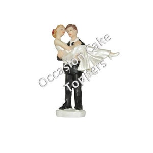 Wedding Cake Topper - Bride and Groom - Over the Threshold - Polyresin Decoration