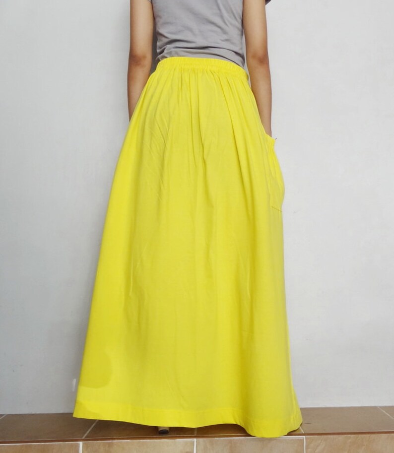 Women Maxi Long Skirt Canary Yellow in Cotton Blend Etsy