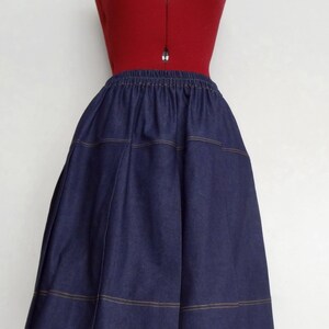 Made to order skirt : Womens Denim Unique Pleated Skirt Dark Blue Cotton Denim Medium Weight